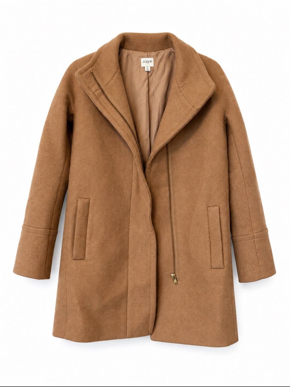 J. Crew Camel Trench-Style Wool Blend Coat 00 Classic Neutral Coat